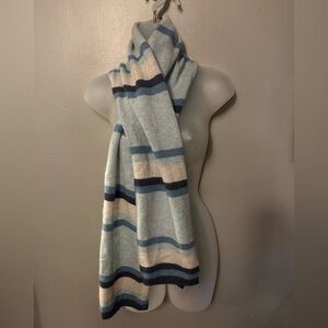 Lauren Ralph Lauren Scarf - blue/cream striped wool/angora blend